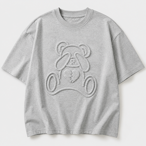 T-shirt personnalisé en relief 3D 100% coton |   T-shirt unisexe surdimensionné |   Chemise avec logo en relief OEM |   Vente en gros de vêtements de rue personnalisés - Product Image 1