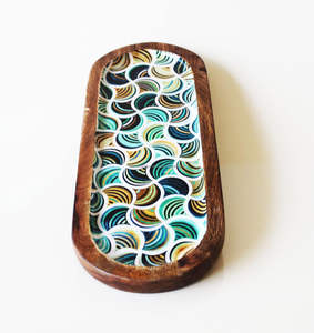 Plateau de service sur mesure de luxe en gros, en bois d'acacia fait à la main, imprimé émail, meilleure qualité, qualité supérieure, plateau de service sur mesure - Product Image 1