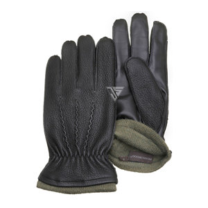 Gants d'hiver en cuir de vache véritable pour hommes, avec doublure en polaire, pour écran tactile, chauds, pour le cyclisme, usage quotidien - Product Image 3