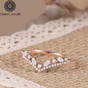 Charm_Jewells Women's Rose Gold Plated Moissanite Engagement <b>Ring</b> <b>Crown</b> Shape Prong Setting Romantic Style - Product Image 4