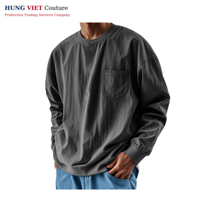 Prix direct du fournisseur vietnamien T-shirt manches longues Boxy longueur hanche Bleu lavande - Product Image 6