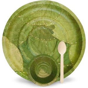 Premium Eco Friendly Party Biodegradable Areca Palm Leaf Traditional <b>Dinnerware</b> <b>Set</b> with Over 100 Pieces for Party - Product Image 3