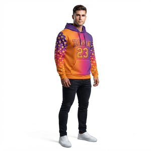 Sweat-shirt à capuche coupe classique en polyester tricoté, décontracté, pour l'automne, avec poche avant et cordons de serrage blancs, prix de gros - Product Image 1