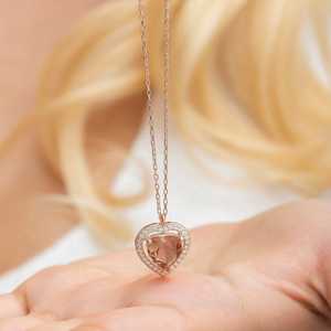 Hallmark Rhodium-Plated Silver Heart Necklace with Diamond and Zultanite Stone - Product Image 2