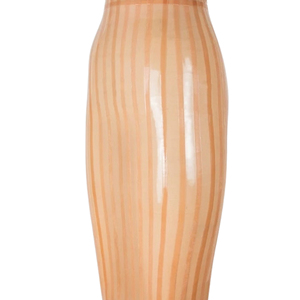 Women Striped High Waist Pencil <b>Skirt</b> Shiny Peach Color Club Style All Seasons Wear - Product Image 2