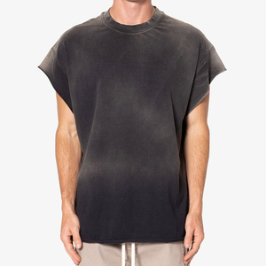 เสื้อยืดคอกลมโอเวอร์ไซส์ผู้ชาย ผ้าคอตตอนเจอร์ซีย์สีพื้น สไตล์ลำลอง - Product Image 1
