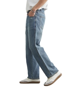 2025 New Trendy Custom Label Straight 100% Cotton Loose Fit Luxury Denim <b>Jeans</b> Business Casual High Quality Men - Product Image 2