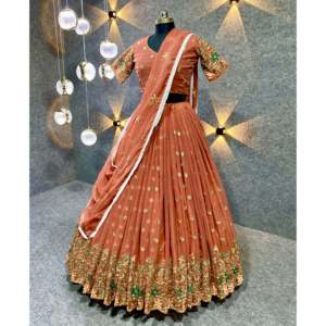 Ensemble de Lehenga Choli pour femmes, vêtements de soirée, broderie et travail de séquence - Product Image 3