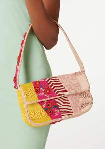 Bolso de mano personalizable con bordado de cuentas multicolor, logotipo personalizado, diseño personalizado, tipografía, para mujer, de alta calidad, exportado. - Product Image 4