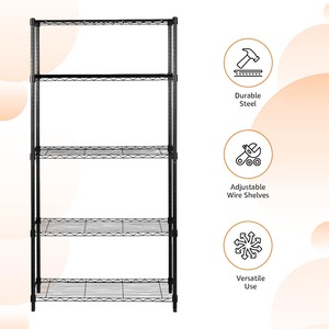 Basics Classic Pre-Assembled Desktop Indoor Heavy Duty Height Adjustable 5-Shelves Sliding Shelves <b>Rack</b> - Product Image 2