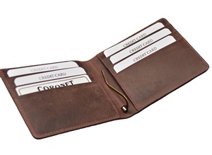 Genuine Leather Bifold <b>Wallet</b> for Men Credit <b>Card</b> <b>Holder</b> Slim Front Pocket Design Brown - Product Image 3