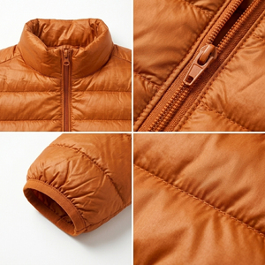 Veste matelassée slim pour homme avec col montant, fermeture éclair, coupe-vent, en polyester, décontractée, pour l'automne - Product Image 5