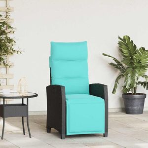 Sedia da giardino reclinabile in polyrattan nero, edizione standard - Product Image 1