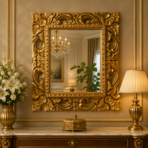 Imperia <b>Arch</b> Wooden Carving Wall Mirror Handcrafted Decorative <b>Frame</b> Statement Accent Mirror Premium Home Entryway Decor - Product Image 6