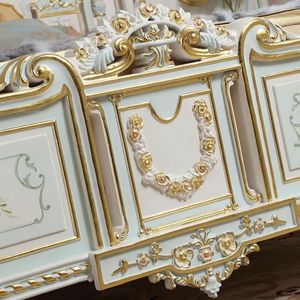 Hot Sale Luxury Classic White Gold Bedroom <b>Set</b> Upholstered Bed Elegant Royal Furniture for Hotel Villa Project The Plaza - Product Image 4