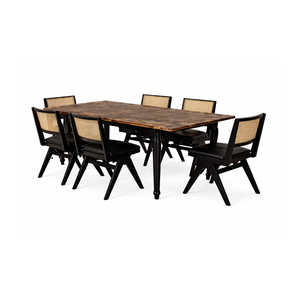 ชุดโต๊ะรับประทานอาหาร ARTERRA พรีเมียม ทูโทน ไม้สัก พร้อมเก้าอี้หวายสีดำ เฟอร์นิเจอร์ห้องรับประทานอาหารสไตล์โมเดิร์น - Product Image 1