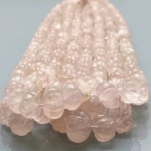 Perles de Morganite Naturelle Sculptées en Forme de Melon, Grade AA, 6-12mm, pour la Fabrication de Bijoux (Vente en Gros) - Product Image 1