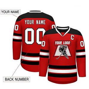 Jerseys sublimados de malla con cordones rojos personalizados para jóvenes y adultos ropa de hockey sobre hielo - Product Image 1