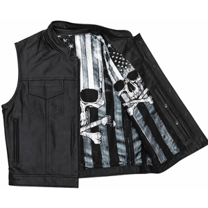 Custom <b>Men's</b> Genuine Cowhide <b>Leather</b> Motorcycle Club Vest Stand Collar Sleeveless Biker Riding <b>Waistcoat</b> OEM ODM Manufacturer - Product Image 6
