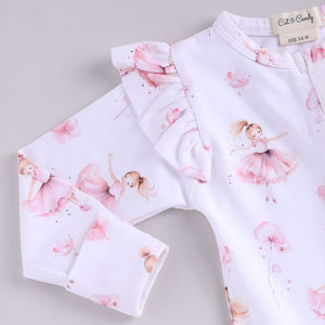 Mameluco con cremallera y estampado de bailarina de calidad superior para ropa de elastano de bambú para bebés - Product Image 5