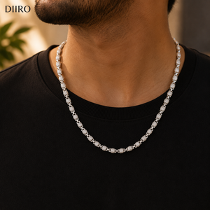 White Gold Plated Moissanite <b>Iced</b> <b>Out</b> GRA Certified with Hip Hop Style Round Cut Diamond Tennis <b>Chain</b> - Product Image 4
