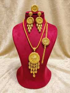 High Selling Women's 4-Piece Handmade Alloy <b>Set</b> 24K Gold Plated Shiny Elegant Wedding Engagement Anniversary Party Gift Fashion - Product Image 3