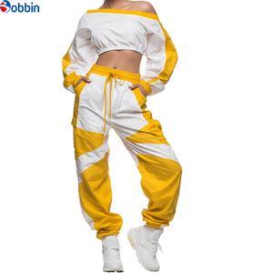 Conjunto Deportivo de 2 Piezas con Capucha para Hombre, Ecológico, 100% Algodón, Bloques de Color, Manga Larga, Corte Regular, Ropa Casual de Invierno, Blanco y Amarillo - Product Image 5