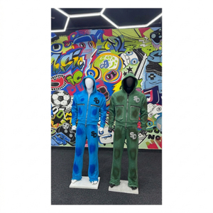 Conjunto de Sudadera con Capucha y Pantalones Deportivos de Algodón Estampado para Invierno, Estilo Urbano, Corte Regular, Transpirable, con Cierre de Cordón y Bolsillos Laterales - Product Image 4