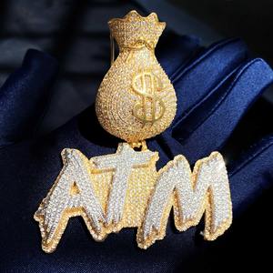 Colgante de Diamante con Letra Personalizada, Claridad VVS, Blanco, para Hombre, Plateado, Estilo Hip Hop, con Moissanita VVS - Product Image 4