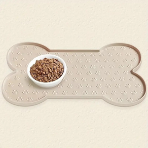 Waterproof Silicone Bone Shaped Dog Feeding Mat Cat Food <b>Bowl</b> Placemat Paw Print <b>Puppy</b> Water Tray Pad - Product Image 4