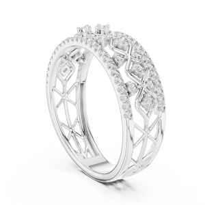 Bague REGAL LETTICE en diamant de laboratoire, or blanc 18 carats plaqué rhodium, avec pierres latérales, pour fiançailles, mariage, soirée, événement glamour, usage quotidien - Product Image 2
