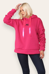 Sudadera con Capucha Rosa de Forro Polar para Mujer al por Mayor, Sudadera Oversize con Logo Personalizado, Ropa Casual de Invierno, Sudaderas con Capucha para Mujer - Product Image 4