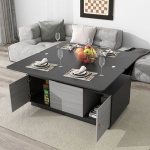 Tavolino da Caffè Moderno Grigio Rettangolare con Piano Sollevabile e Contenitore Estensibile Multifunzionale, Design di Nuova Generazione - Product Image 6