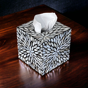 Caja para pañuelos de nácar con patrón de rejilla de diamantes - Decoración del hogar - Product Image 6
