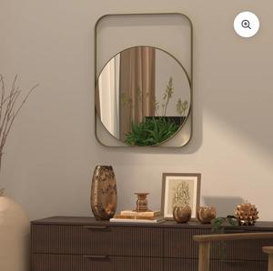 Modern Round Brass Framed Wall <b>Mirror</b> Decorative Home Accent for Living Room Bedroom - Product Image 1