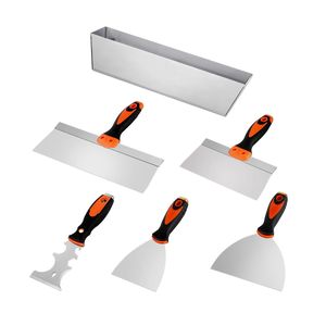 Set di attrezzi per cartongesso 6 pezzi: Raschietto per pittori da 3 pollici + 2 spatole per stucco/nastro + Vaschetta per stucco da 12 pollici in acciaio inossidabile - Product Image 2