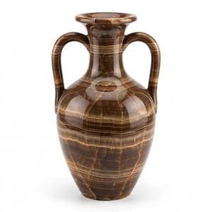 Jarrón de Ónix Marrón Natural, Estilo Griego Clásico, Hecho a Mano, con Doble Asa, Venta al Por Mayor, Personalizable con Logotipo - Product Image 1