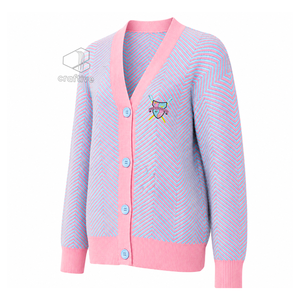 Suéter Cárdigan de la Hermandad Gamma Phi Delta para Mujer, con Escudo Bordado, Botones al Frente, Cuello en V, Manga Larga, Ropa con Diseño Griego - Product Image 2