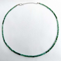Collar de Perlas de Piedras Preciosas de Esmeralda Natural Facetada de 4 mm de Calidad Fina, Collar de Joyería de Plata Hecho a Mano de Lujo