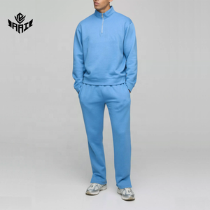 Custom <b>Printed</b> Logo Half Zip Tracksuit Set Fleece Jogging Suit Sportswear Zip Hoodie Sweatshirt Pants OEM Wholesale - Product Image 1