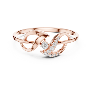 Anillo minimalista de hoja natural con diamante de corte redondo para mujer, banda a juego de oro macizo de 14k, ideal para regalo, compromiso, aniversario, boda - Product Image 6