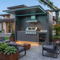 Cuisine extérieure en acier inoxydable 304 de style européen, résistante au feu, durable et robuste, avec barbecue à gaz et abri pour patio