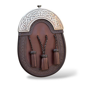 Oem Odm Scottish Celtic Antique Brown Sporran 3 Tassels Leather Kilt Sporran With <b>Chain</b> <b>Belt</b> Highland Outfit - Product Image 1