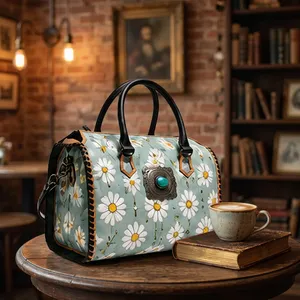 Wholesale Leather Luxury Style Women's Hand Bag Vintage designer cards pattern Chains Decoration Two Strap Leather <b>handbag</b> - Product Image 4