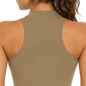 <b>Women's</b> Custom Seamless Halter Neck Zip Front Fitness <b>Romper</b> Sleeveless One Piece Jumpsuit OEM Quick Dry Breathable Eco-Friendly - Product Image 5