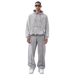 Ensemble survêtement homme 2 pièces avec logo personnalisé, 100% coton, délavé à l'acide, coupe oversize, grande taille, hiver, livraison rapide - Product Image 1