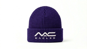 Gorro de Punto Macleo Negro 100% Algodón con Logotipo Bordado, Unisex, Casual, Invierno, 54-56CM - Product Image 3