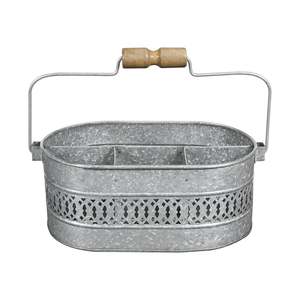 Porta cubiertos de metal galvanizado con asa, organizador de cubiertos para encimera de cocina, para uso doméstico. - Product Image 2