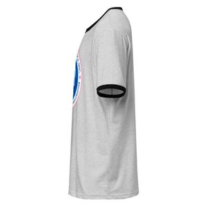 เสื้อยืดริงเกอร์ใส่ได้ทั้งชายและหญิงเสื้อยืดสไตล์ย้อนยุคลำลองตัดขอบขอบสีดำเทาเฮเทอร์เทา - Product Image 6