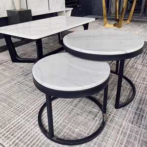 Mesa de centro redonda negra y dorada de la mejor calidad con colección de mesas de mármol y metal, precio al por mayor - Product Image 1